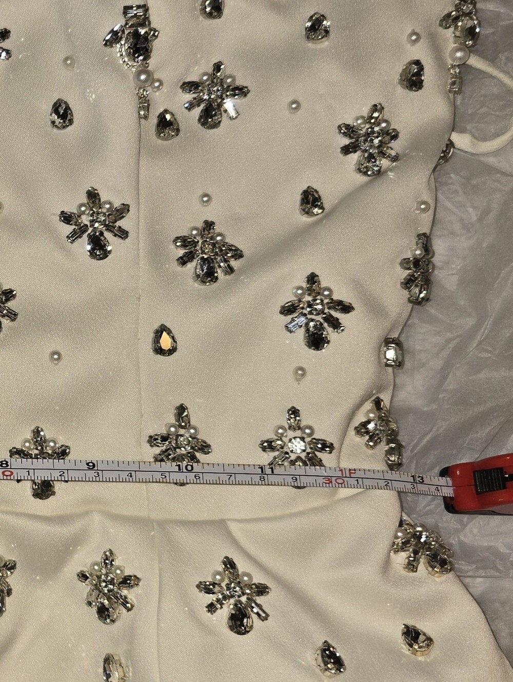 House of CB Ivory Strapless Embellished Column Dress - Picture 6 of 12